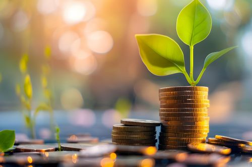 Foto: Pflanze wächst aus Münzstapel